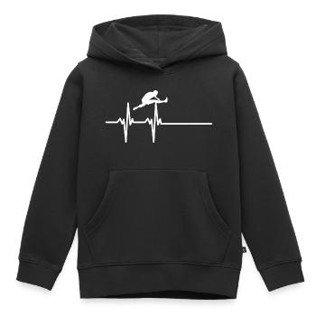 Hürden Herzschlag Hürdenläufer Pulse Line Track Field - Kinder Premium Organic Hoodie - Schwarz - Vorne - AI Model Kid Male (0cm)