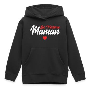Je t'aime maman ! - Sweat Premium à capuche enfant bio - noir - Devant - AI Model Kid Male (0cm)