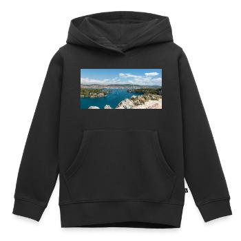 Vue panoramique Primošten Šibenik-Knin Croatie - Sweat Premium à capuche enfant bio - noir - Devant - AI Model Kid Male (0cm)