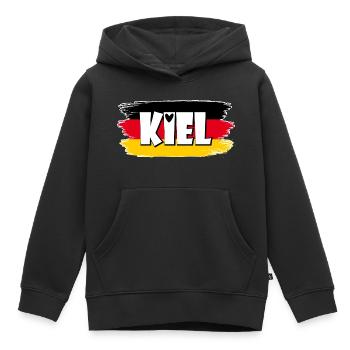 Drapeau de Kiel, Allemagne - Sweat Premium à capuche enfant bio - noir - Devant - AI Model Kid Male (0cm)