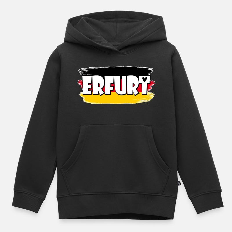 Drapeau : Erfurt, Allemagne - Sweat Premium à capuche enfant bio - noir
