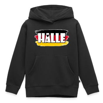 Hall, Ville, Allemagne, Drapeau - Sweat Premium à capuche enfant bio - noir - Devant - AI Model Kid Male (0cm)