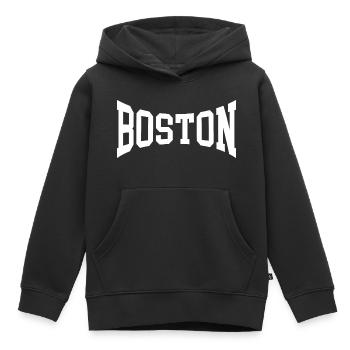 Boston - Sweat Premium à capuche enfant bio - noir - Devant - AI Model Kid Male (0cm)