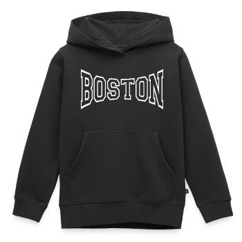Boston - Sweat Premium à capuche enfant bio - noir - Devant - AI Model Kid Male (0cm)