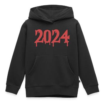 2024 - Kinder Premium Organic Hoodie - Schwarz - Vorne - AI Model Kid Male (0cm)
