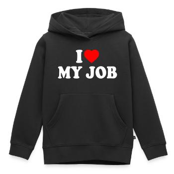 I love my job - Kinder Premium Organic Hoodie - Schwarz - Vorne - AI Model Kid Male (0cm)