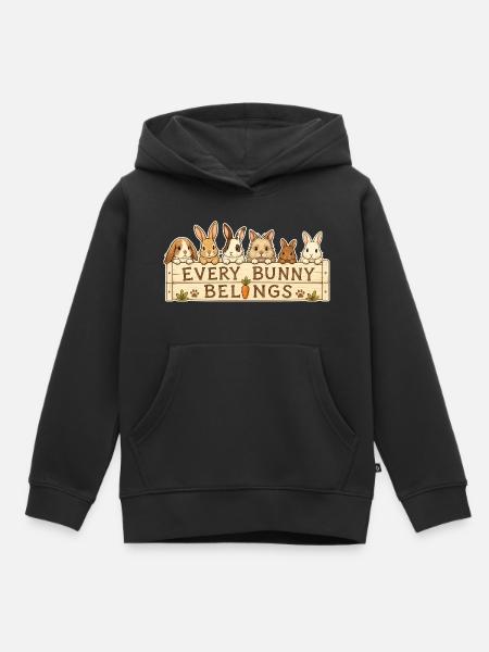 EVERY BUNNY BELONGS - Kinder Premium Organic Hoodie - Schwarz