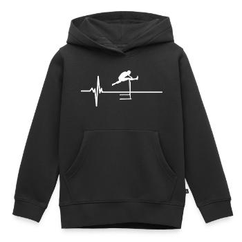 Hürden Herzschlag Hürdenläufer Pulse Line Track Field - Kinder Premium Organic Hoodie - Schwarz - Vorne - AI Model Kid Male (0cm)