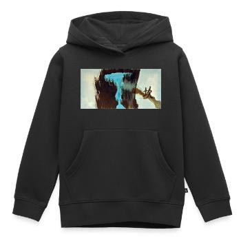 I Ching (Kun - La détresse) - Sweat Premium à capuche enfant bio - noir - Devant - AI Model Kid Male (0cm)