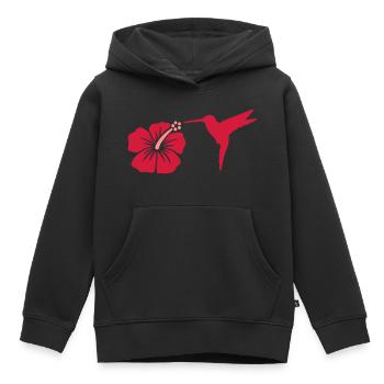 Hibiscus - Kids Premium Organic Hoodie - black - Front - AI Model Kid Male (0cm)