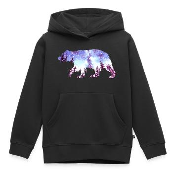 Bär Nachthimmel Wald - Kinder Premium Organic Hoodie - Schwarz - Vorne - AI Model Kid Male (0cm)