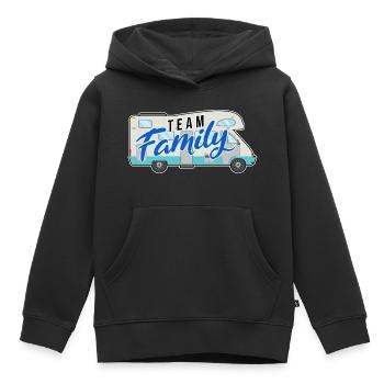 équipe famille camping chien sport cadeau camping - Sweat Premium à capuche enfant bio - noir - Devant - AI Model Kid Male (0cm)