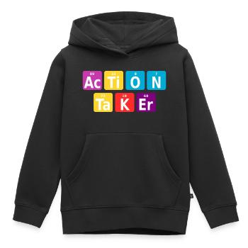 Action taker - Kinder Premium Organic Hoodie - Schwarz - Vorne - AI Model Kid Male (0cm)