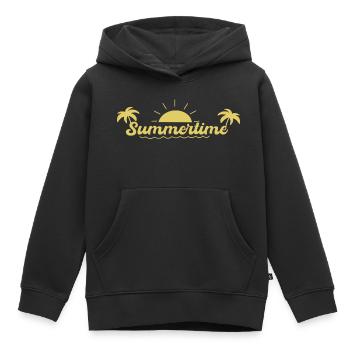 Cadeau d’été d’été - Sweat Premium à capuche enfant bio - noir - Devant - AI Model Kid Male (0cm)