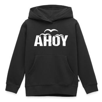 Côte d’accueil du lac Ahoy - Sweat Premium à capuche enfant bio - noir - Devant - AI Model Kid Male (0cm)