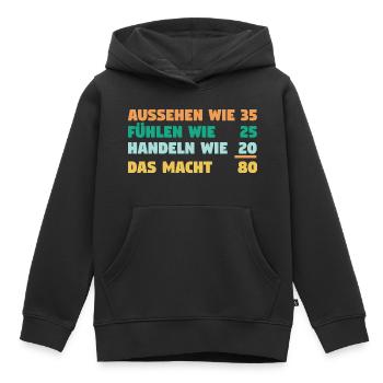 Achtzig Achtzigster 80 Jahre Geburtstag - Kinder Premium Organic Hoodie - Schwarz - Vorne - AI Model Kid Male (0cm)