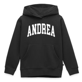 Andrea - Sweat Premium à capuche enfant bio - noir - Devant - AI Model Kid Male (0cm)