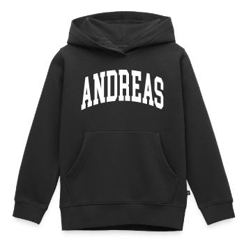 Andreas - Sweat Premium à capuche enfant bio - noir - Devant - AI Model Kid Male (0cm)