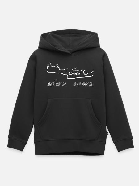 Kreta Koordinaten Urlaubsmotiv - Kinder Premium Organic Hoodie - Schwarz