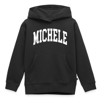 Michele - Sweat Premium à capuche enfant bio - noir - Devant - AI Model Kid Male (0cm)
