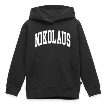Nicolas - Sweat Premium à capuche enfant bio - noir - Devant - AI Model Kid Male (0cm)