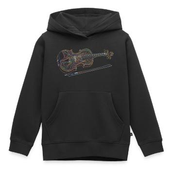 Instrument de musique de violon Dessin d’art Gravure - Sweat Premium à capuche enfant bio - noir - Devant - AI Model Kid Male (0cm)