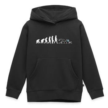 dameuse évolution grue véhicule pente neige - Sweat Premium à capuche enfant bio - noir - Devant - AI Model Kid Male (0cm)