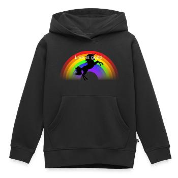 arc en ciel - Sweat Premium à capuche enfant bio - noir - Devant - AI Model Kid Male (0cm)