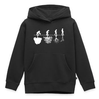 Critique d'évolution - Sweat Premium à capuche enfant bio - noir - Devant - AI Model Kid Male (0cm)