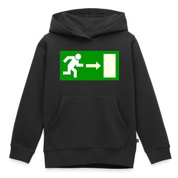 Exit Schild Vorlage zum personalisieren - Kinder Premium Organic Hoodie - Schwarz - Vorne - AI Model Kid Male (0cm)