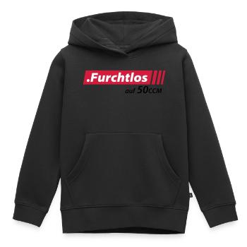 Furchtlos auf 50ccm Stolzer Mofa- und Mopedfahrer - Kinder Premium Organic Hoodie - Schwarz - Vorne - AI Model Kid Male (0cm)