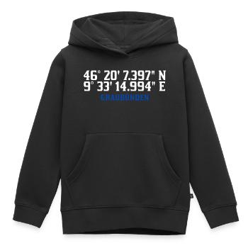 Graubünden Koordinaten Karte - Kinder Premium Organic Hoodie - Schwarz - Vorne - AI Model Kid Male (0cm)