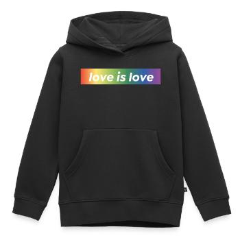 LOVE IS LOVE - Sweat Premium à capuche enfant bio - noir - Devant - AI Model Kid Male (0cm)