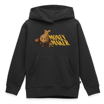 Money Maker happy money bag - Kids Premium Organic Hoodie - black - Front - AI Model Kid Male (0cm)