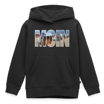 Moin - Kinder Premium Organic Hoodie - Schwarz - Vorne - AI Model Kid Male (0cm)