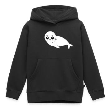 phoque phoque blanc phoques phoques animaux - Sweat Premium à capuche enfant bio - noir - Devant - AI Model Kid Male (0cm)