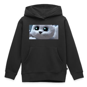 Le chat vous regarde - Sweat Premium à capuche enfant bio - noir - Devant - AI Model Kid Male (0cm)