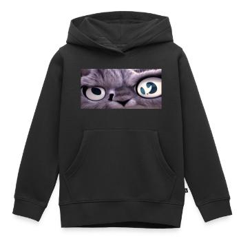Le chat vous regarde - Sweat Premium à capuche enfant bio - noir - Devant - AI Model Kid Male (0cm)