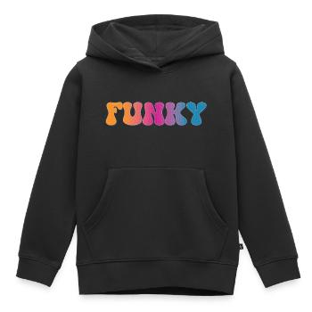 Funky Rétro - Sweat Premium à capuche enfant bio - noir - Devant - AI Model Kid Male (0cm)