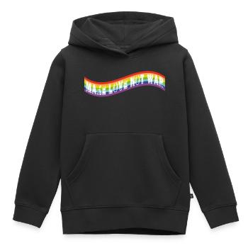make love not war | Rainbow flag - Kinder Premium Organic Hoodie - Schwarz - Vorne - AI Model Kid Male (0cm)