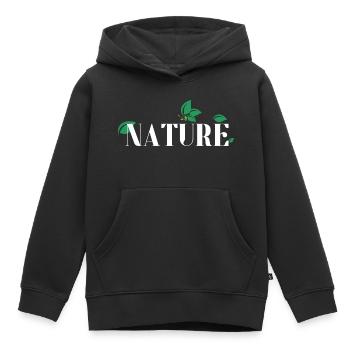 Nature Leaves Serif Logo - Kinder Premium Organic Hoodie - Schwarz - Vorne - AI Model Kid Male (0cm)