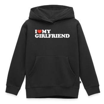 J’aime ma chemise coeur de copine - Sweat Premium à capuche enfant bio - noir - Devant - AI Model Kid Male (0cm)