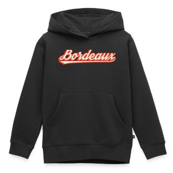 Lettrage rétro de Bordeaux - Sweat Premium à capuche enfant bio - noir - Devant - AI Model Kid Male (0cm)