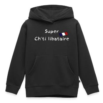 Ch'til ibataire shirt pour célibataire v2 - Sweat Premium à capuche enfant bio - noir - Devant - AI Model Kid Male (0cm)