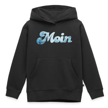 Moin Schiff typisch nordisch Handschrift Nordsee - Kinder Premium Organic Hoodie - Schwarz - Vorne - AI Model Kid Male (0cm)