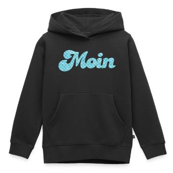 Moin Schuppen Schnörkel Handschrift nordisch Meer - Kinder Premium Organic Hoodie - Schwarz - Vorne - AI Model Kid Male (0cm)