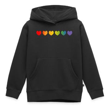 Regenbogenherzchen Verlauf - Kinder Premium Organic Hoodie - Schwarz - Vorne - AI Model Kid Male (0cm)
