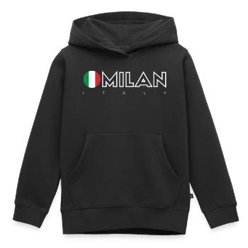 Milan - Sweat Premium à capuche enfant bio - noir - Devant - AI Model Kid Male (0cm)