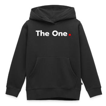 The one - Kids Premium Organic Hoodie - black - Front - AI Model Kid Male (0cm)