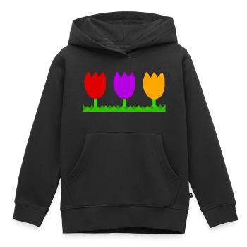 Drei süße Tulpen - Kinder Premium Organic Hoodie - Schwarz - Vorne - AI Model Kid Male (0cm)
